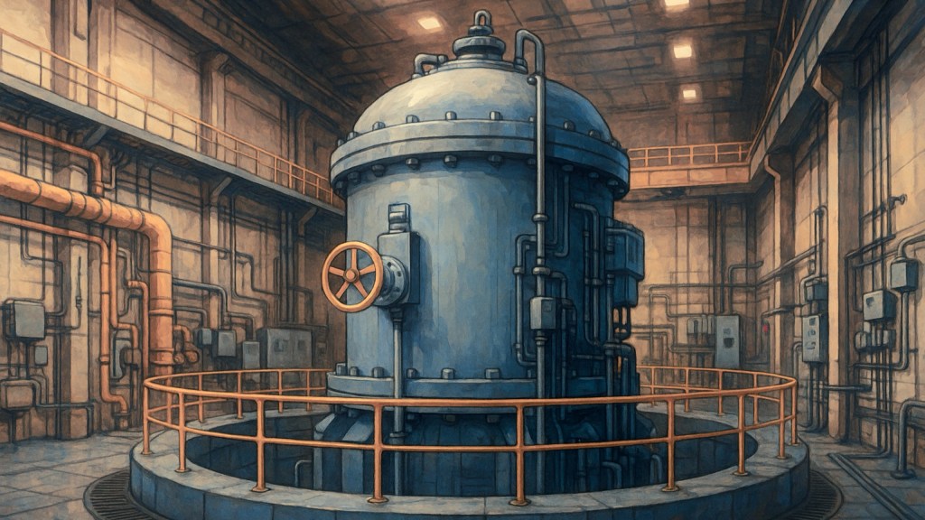 An AI-generated image of a small modular reactor